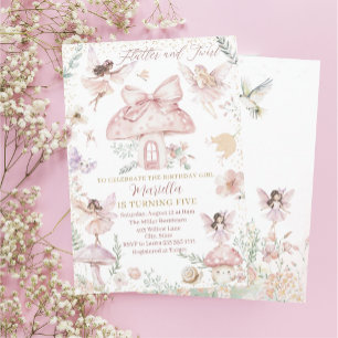 Elegant Watercolor Fairy blir fem dagar Inbjudningar