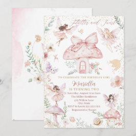 Elegant Watercolor Fairy blir två födelsedagar Inbjudningar