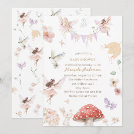 Elegant Watercolor Fairy Wildblomma Garden Baby Inbjudningar