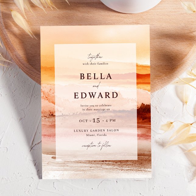 Elegant Watercolor Fall Wedding Bohemian Inbjudningar (Skapare uppladdad)