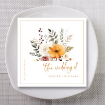 Elegant Watercolor Fall Wedding Napkins (Anpassnin