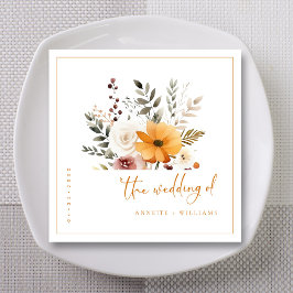 Elegant Watercolor Fall Wedding Napkins (Anpassnin Pappersservett