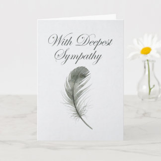 Elegant Watercolor Feather Sympathy Card Kort