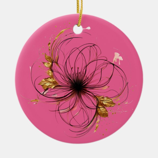 Elegant Watercolor Floral Art  Julgransprydnad Keramik (Framsidan)
