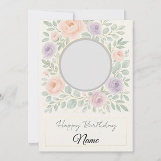 Elegant Watercolor Floral Birthday Card Inbjudningar