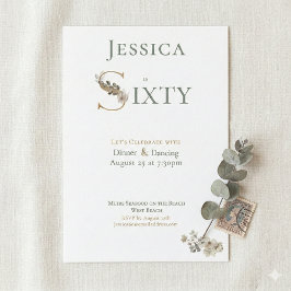 Elegant Watercolor Floral Cream 60th Birthday  Inbjudningar