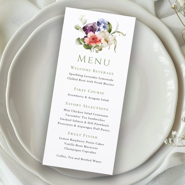 Elegant Watercolor Floral Ladies Event Menu Meny (Skapare uppladdad)