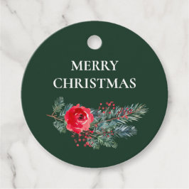 Elegant Watercolor Floral Merry Christmas Gåvor Etiketter