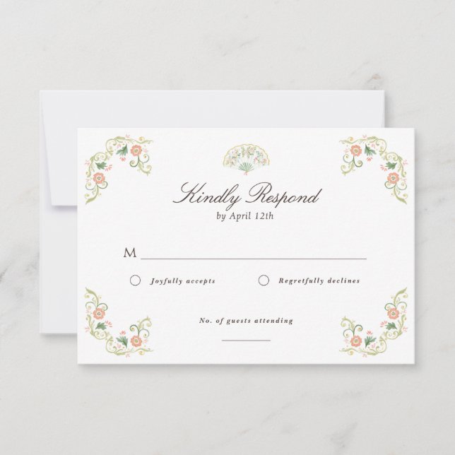 Elegant Watercolor Floral Rococo Wedding OSA Kort (Framsida)