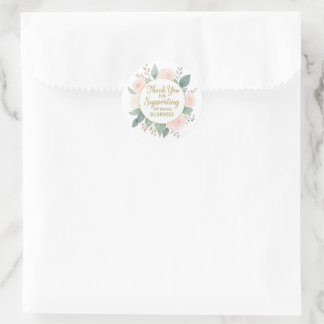 Elegant Watercolor Floral Thank You For Supporting Runt Klistermärke