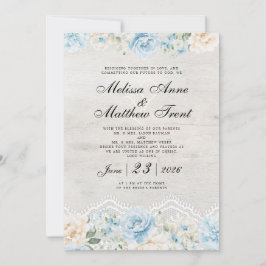 Elegant Watercolor Floral Vintage Lace Wedding Inbjudningar