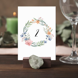 Elegant Watercolor Floral Wedding Table Number Bordsnummer