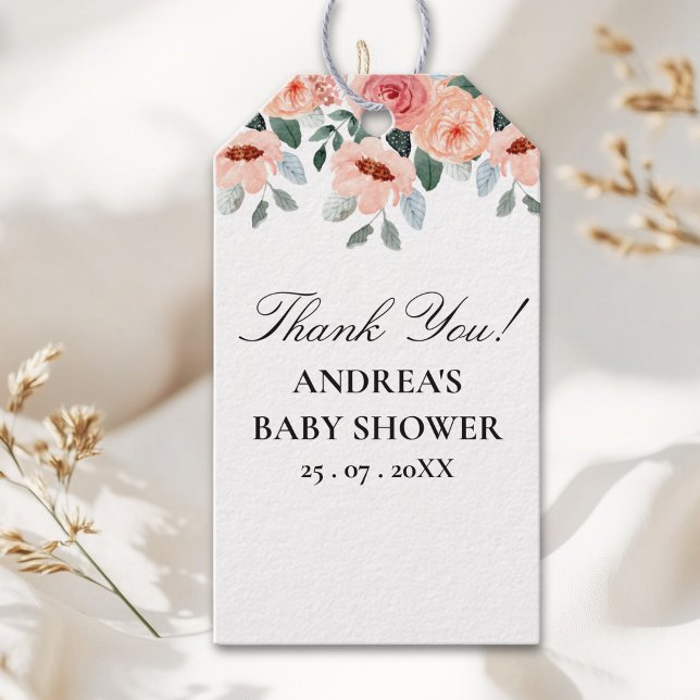 Elegant Watercolor Flower Field Baby Shower Presentetikett (Skapare uppladdad)