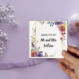 Elegant Watercolor Flowers Bröllop Middag Cocktail Pappersservett