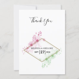 Elegant Watercolor Flowers Bröllop - tackkort Inbjudningar