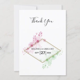 Elegant Watercolor Flowers Bröllop - tackkort Inbjudningar