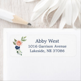 Elegant Watercolor Flowers Return-adressetikett Returadress Etikett