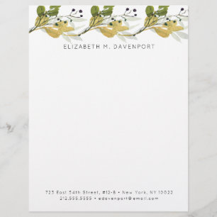 Elegant Watercolor Foliage Greenery Brevhuvud