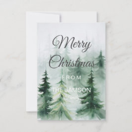 Elegant Watercolor Forest God jul Card OSA Kort
