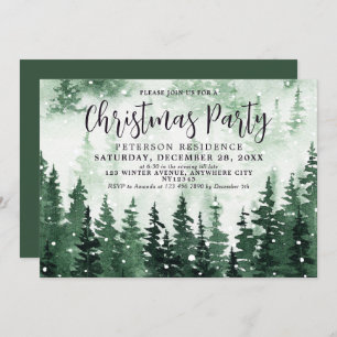 Elegant Watercolor Forest jul Party Inbjudningar