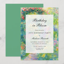 Elegant Watercolor Garden Adult Birthday Party Inbjudningar
