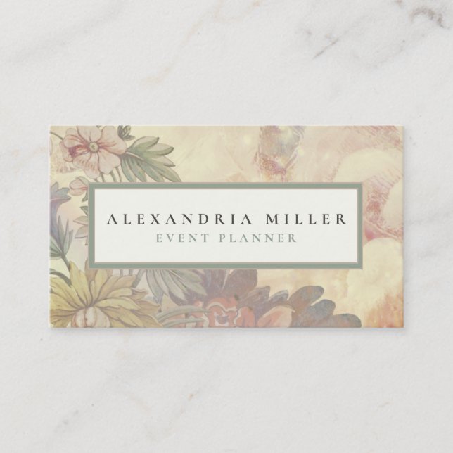 Elegant Watercolor Garden Flowers Visitkort (Framsida)