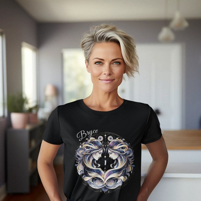 Elegant Watercolor Gemini Zodiac Anpassningsbar T Shirt (Skapare uppladdad)