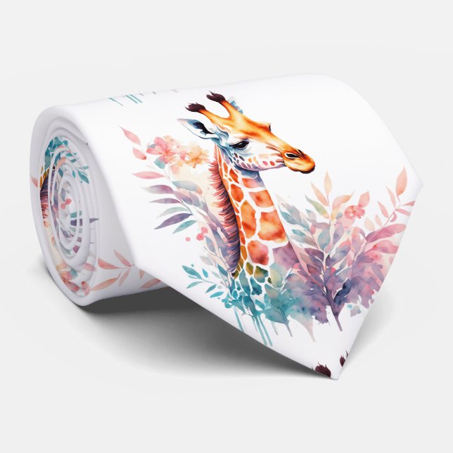Elegant Watercolor Giraffe Tie - Manar's Neck Tie Slips (Rullad)
