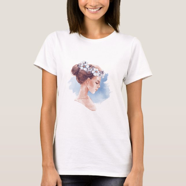 Elegant Watercolor Girl Tee (Framsida)