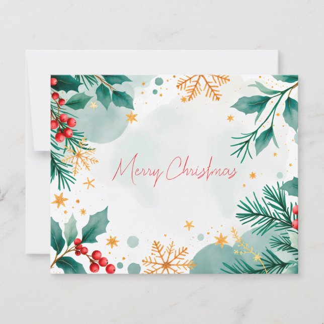 Elegant Watercolor God jul Card - Festive (Framsida)