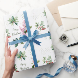 Elegant Watercolor God jul Presentpapper