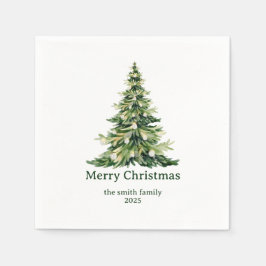 Elegant Watercolor God jul Träd non-Photo Pappersservett