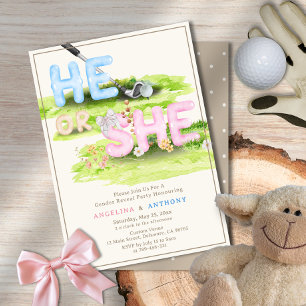Elegant Watercolor Golf Wildblommor Han eller hon Inbjudningar