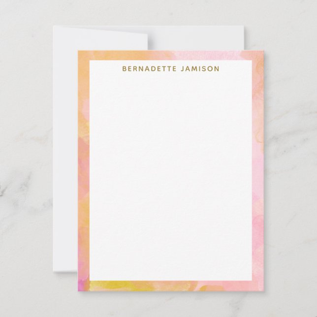 Elegant Watercolor Gräns Personlig Stationery Anteckningskort (Framsida)