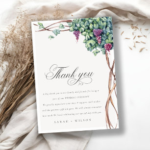 Elegant Watercolor Grapevine Foliage Bröllop Tack Kort