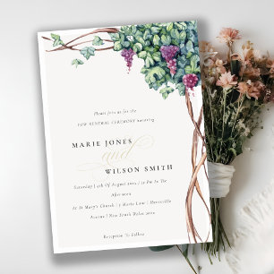 Elegant Watercolor Grapevine Vow Renewal Inbjudan