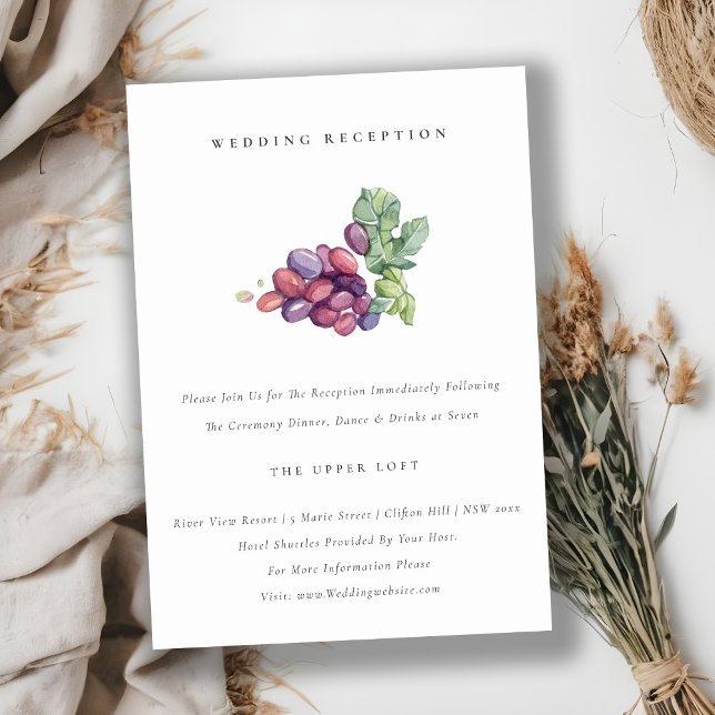 Elegant Watercolor Grapevine Wedding Reception Tilläggskort (Skapare uppladdad)