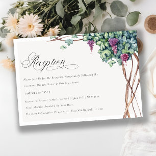 Elegant Watercolor Grapevine Wedding Reception Tilläggskort
