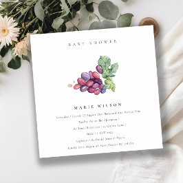 Elegant Watercolor Grapuna Fauna Baby Shower Inbju Tack Kort