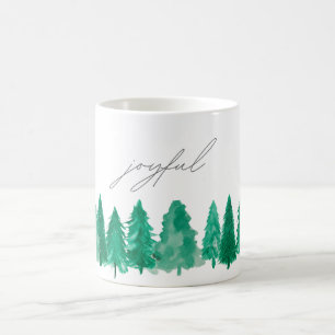 Elegant Watercolor Gräs Träd Glatt jul Kaffemugg