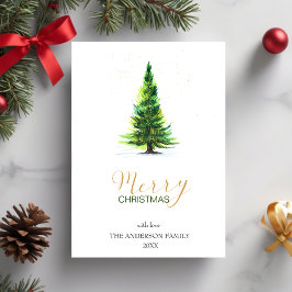Elegant Watercolor Gräs Träd jul Hälsning Ho Julkort