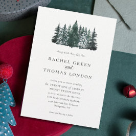 Elegant Watercolor Gräs träd Winter Wedding Inbjudningar
