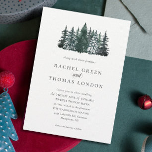 Elegant Watercolor Gräs träd Winter Wedding Inbjudningar