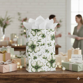 Elegant Watercolor Green Clover Shamrocks Pattern