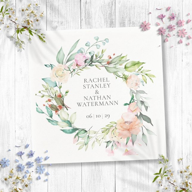 Elegant Watercolor Greenery Blommigt Bröllop Pappersservett (Elegant Watercolor Greenery Floral Wedding Napkins)