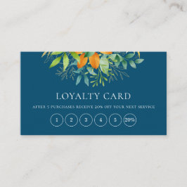 Elegant Watercolor Greenery Bouquet Botanical Blue Lojalitetskort