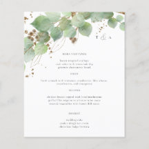 Elegant Watercolor Greenery Bröllop Menus