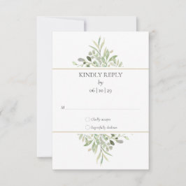 Elegant Watercolor Greenery Bröllop OSA Kort