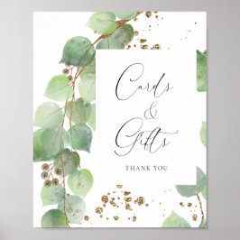 Elegant Watercolor Greenery Bröllopskort & Gifts Poster