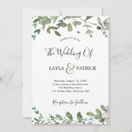 Elegant Watercolor Greenery Eucalyptus Bröllop Inbjudningar